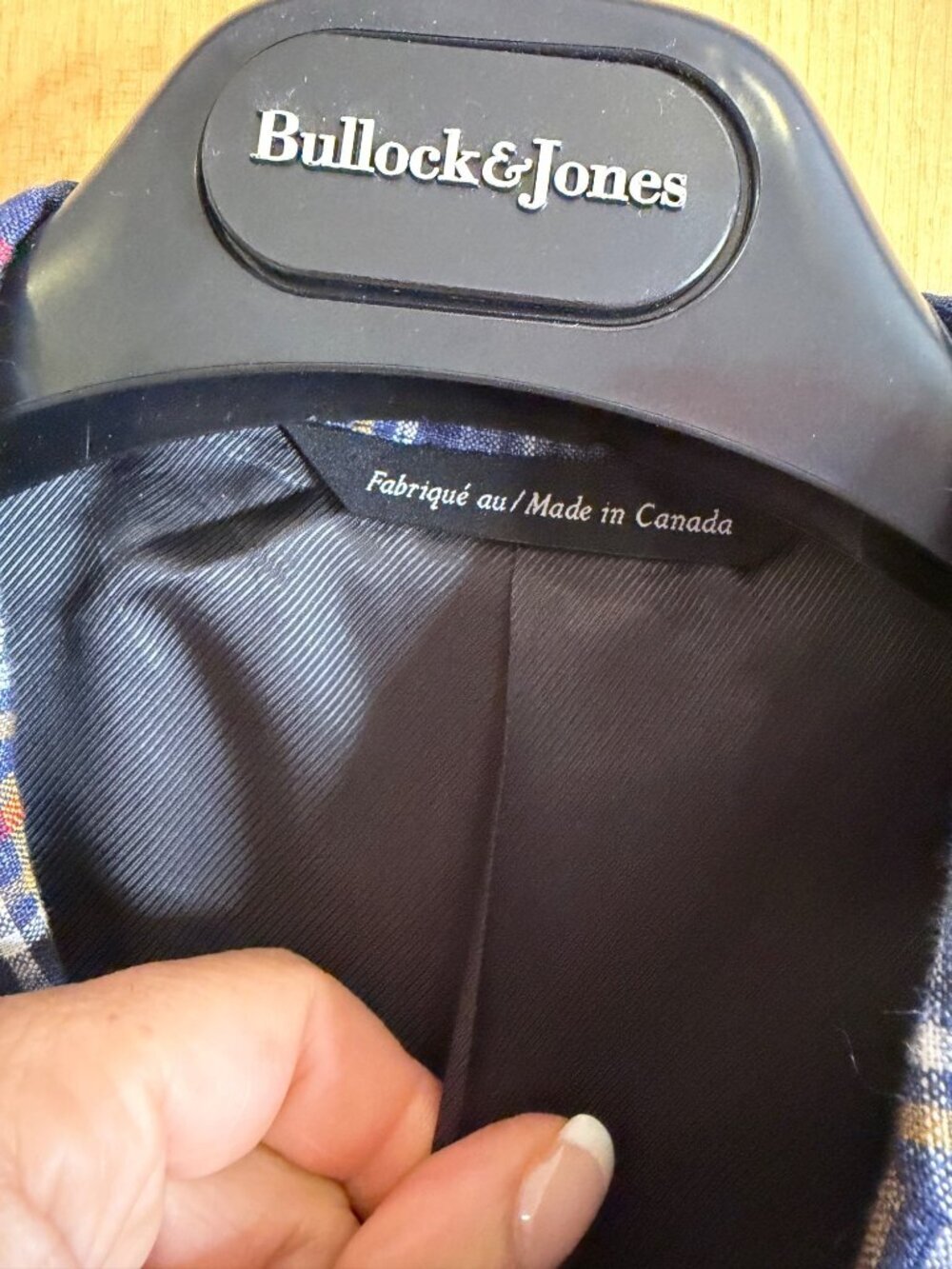 Bullock & Jones Mens Linen Blazer Sport Coat 42 Tall Blue Plaid Notch Classic - Picture 4 of 16